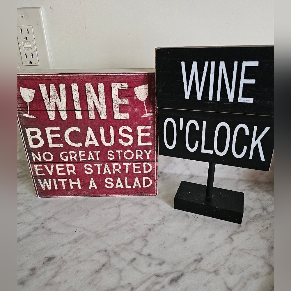 Wine Themed Decorative Signs Set, One Still Has Tag
